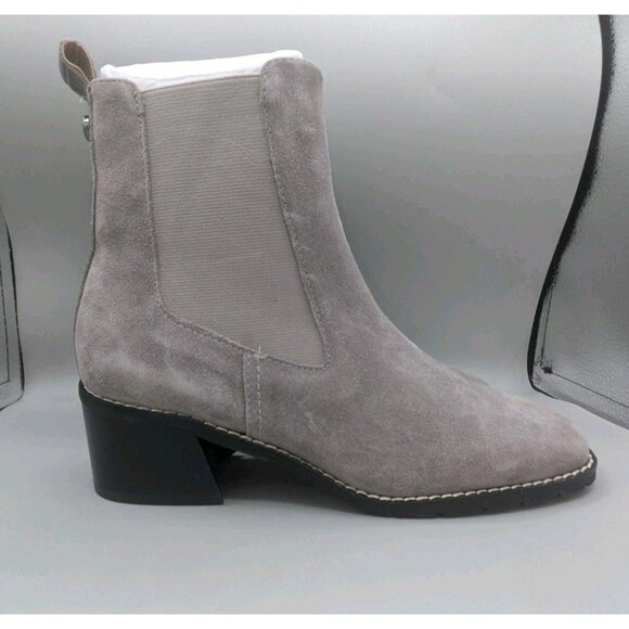 Donald Pliner Chelsea Flower Suede Boots Women's Square Toe Zip Chunky 5.5 M - Picture 1 of 11